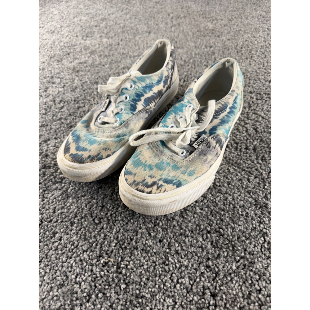 Vans Authentic Womens Size 6 Blue Gray Tie Dye Canvas Low Top Skate Shoes